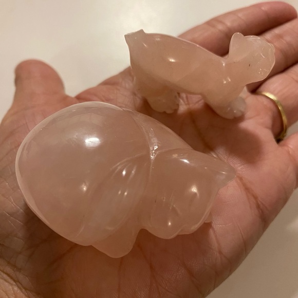 Beautiful Chinese Rose Pink Jade Cats Figurine Set - Picture 3 of 12